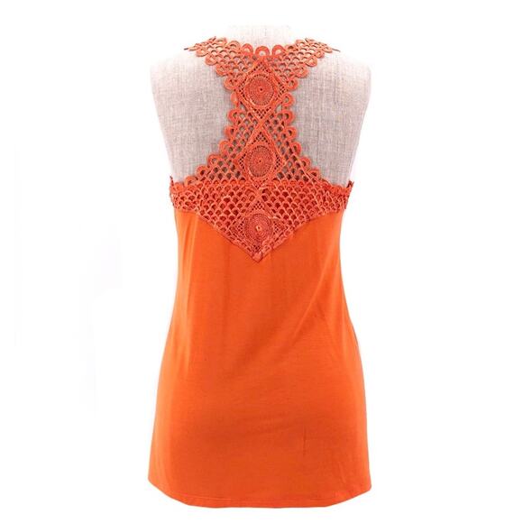 ๐ด CACHE orange crochet back tank top - Picture 2 of 7